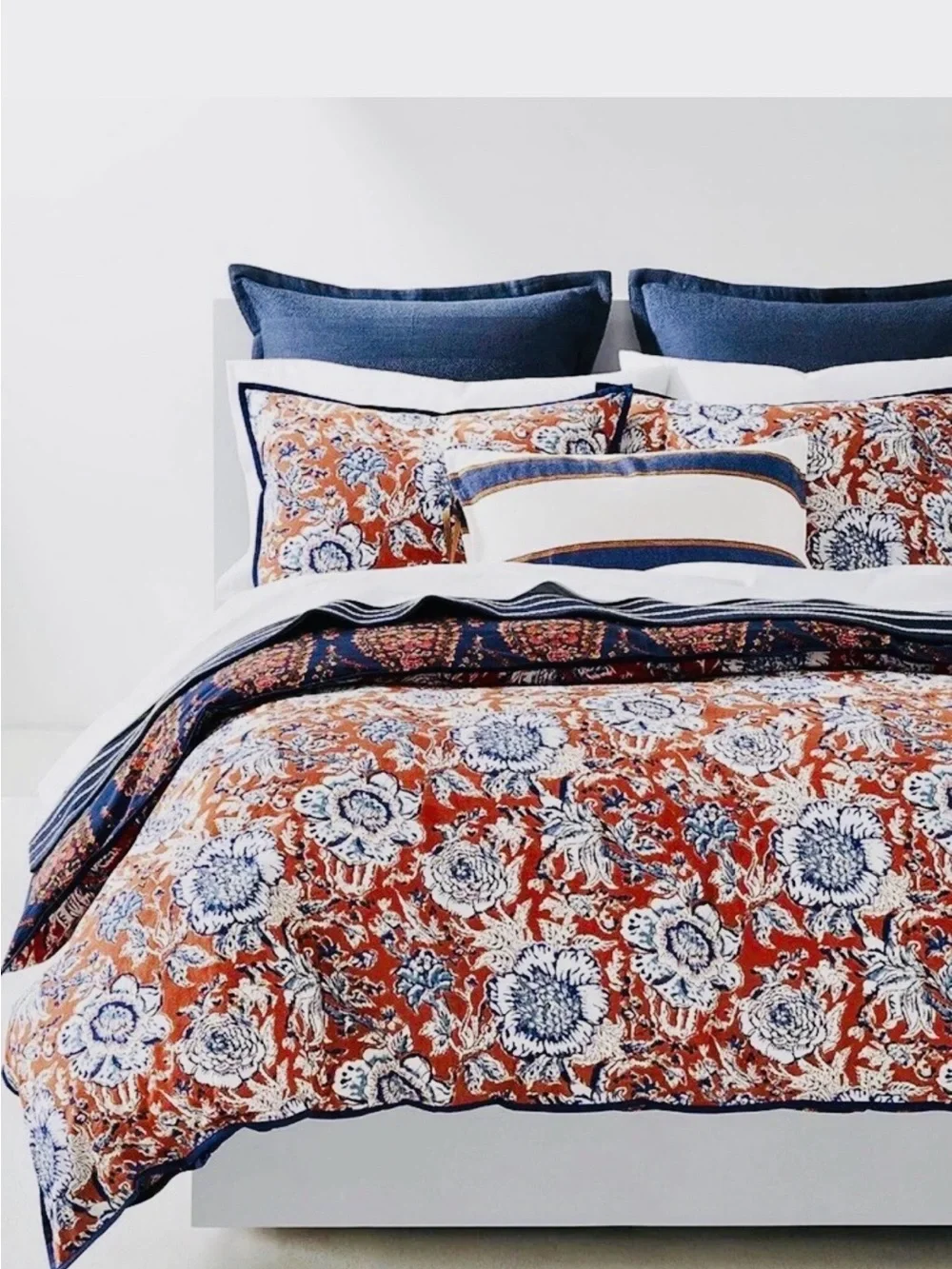 Ralph Lauren Tessa Navy, Red and White Floral Duvet Cover Set